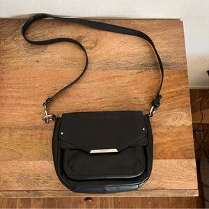 Vintage Coach Taylor Black Leather F31844 Mini Flap Crossbody Purse Bag